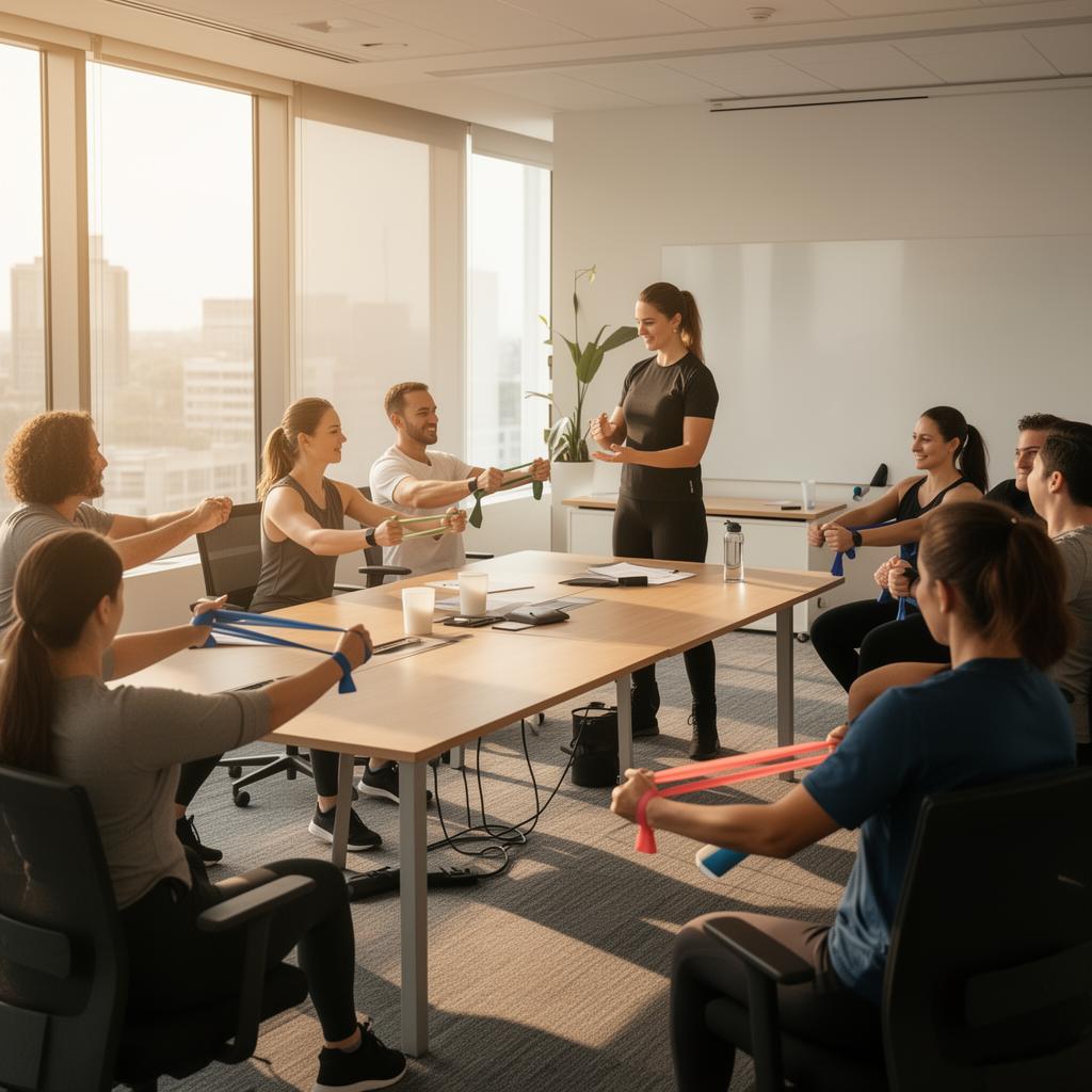 Séance de renforcement musculaire en entreprise